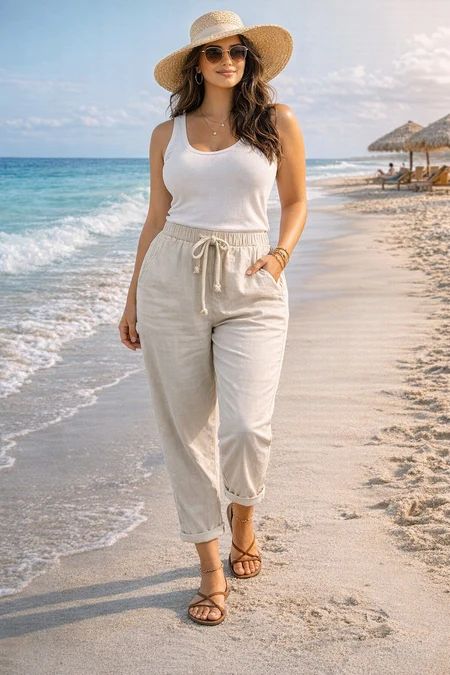 7/8 Cotton Linen Trousers