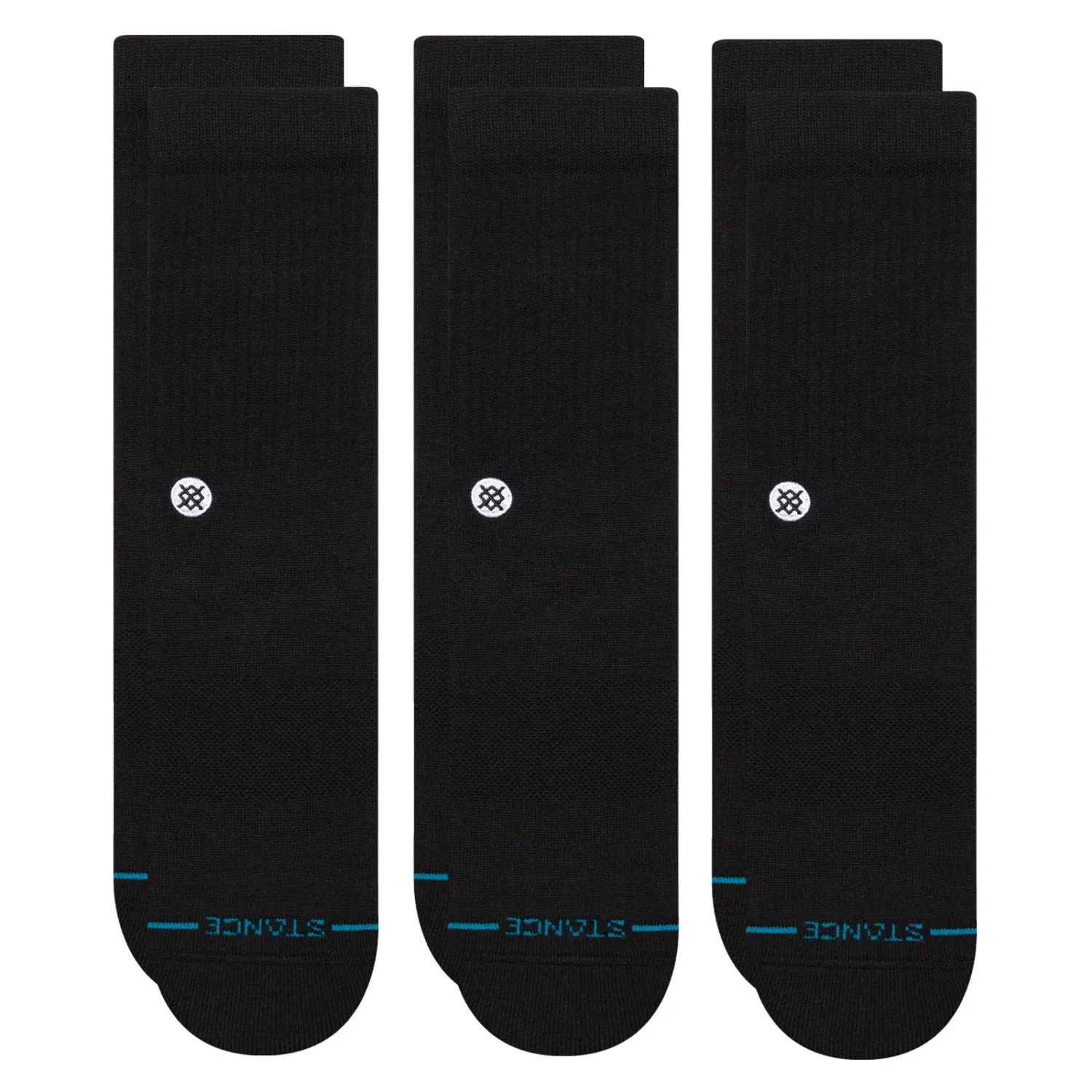 Stance Icon 3 Pack Crew Socks, Color: Black, Size: L