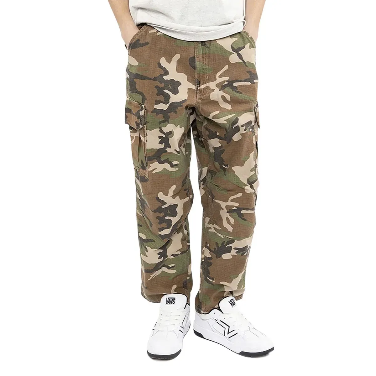 Vans Men's Para Baggy AOP Cargo Pant, Color: Aluminum Camo, Size: 32