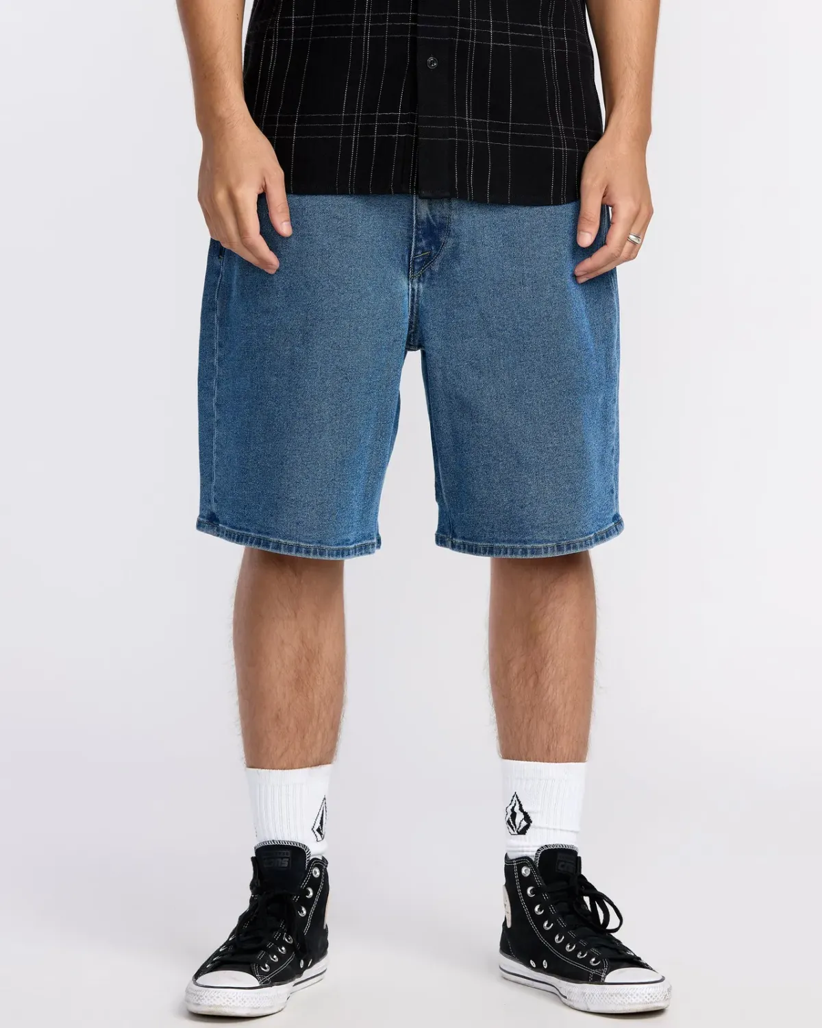 Volcom Men's Billow Denim Short 22", Color: Deep River Blues, Size: 32