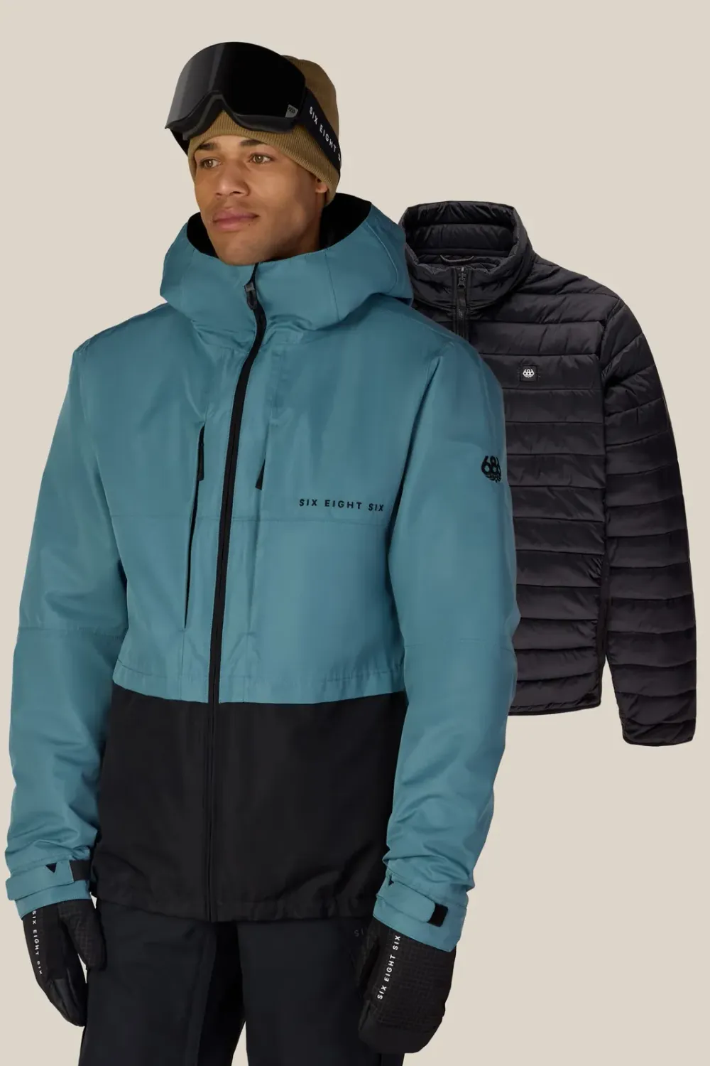 686 Men's SMARTY 3-In-1 Form Jacket, Color: Pale Fern Colorblock, Size: S