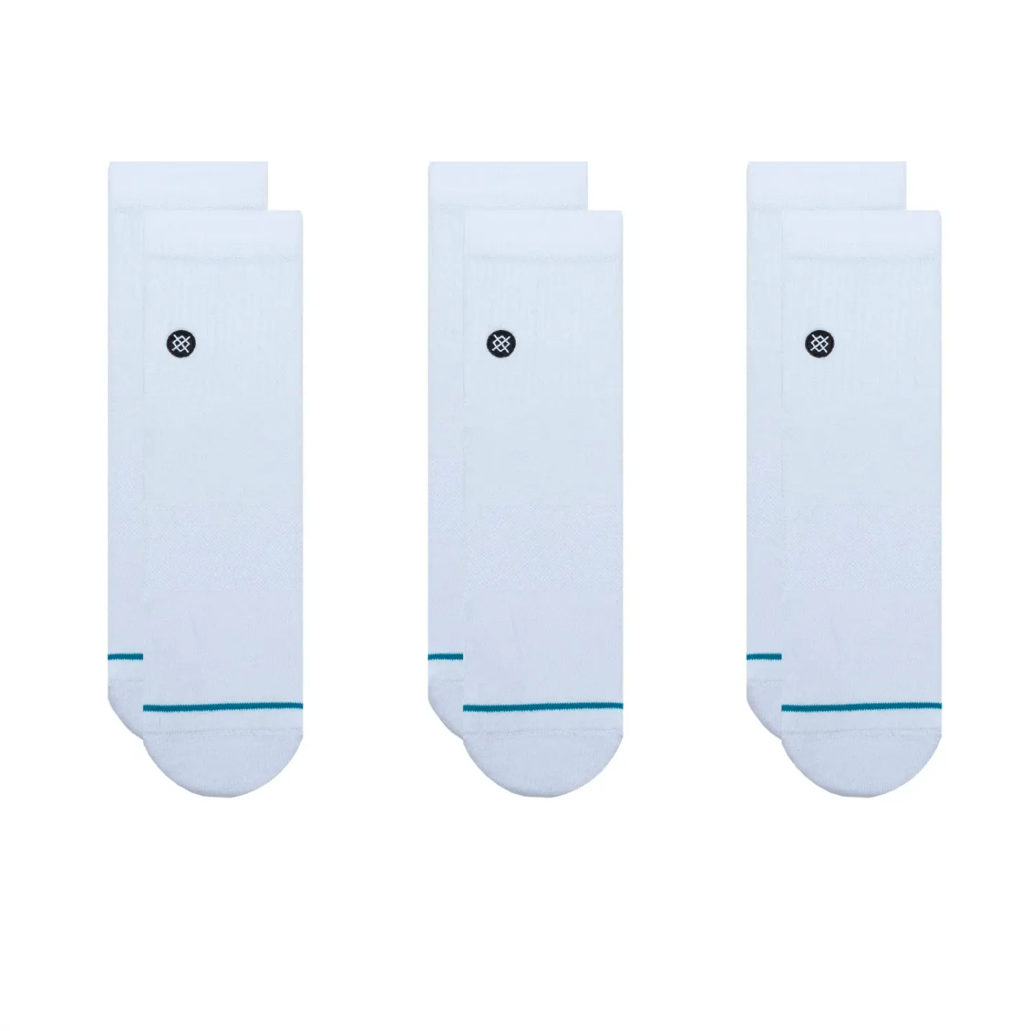 Stance Icon Quarter 3 Pack Socks (2), Color: White, Size: M