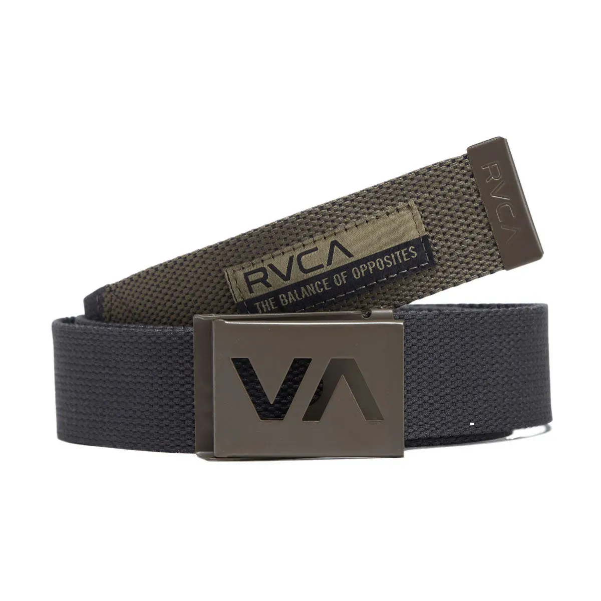 RVCA Grafted Web Belt in Mushroom, front view
