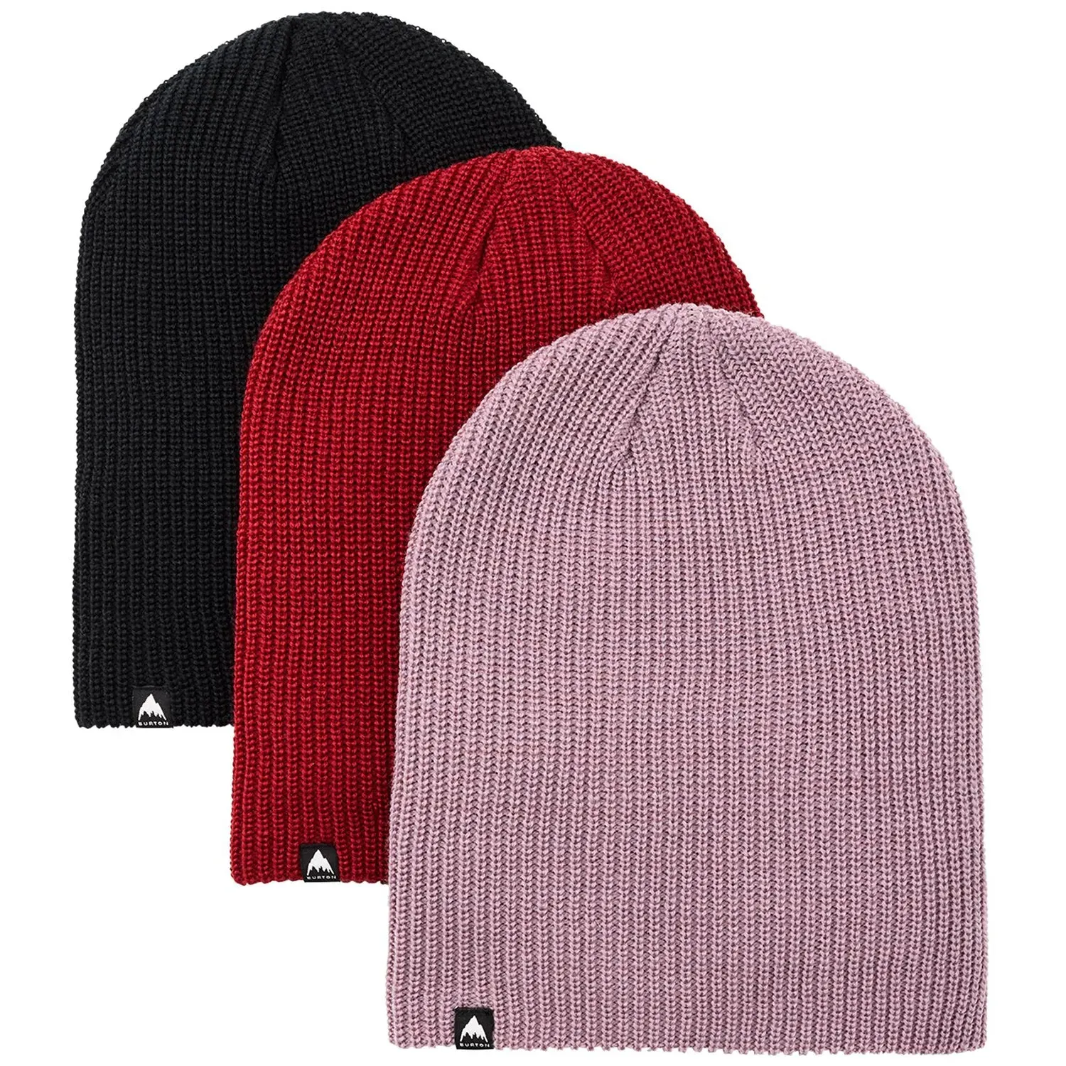 Burton Recycled DND Beanie - 3 Pack in True Black Sun Dried Tomato Elderberry, front view