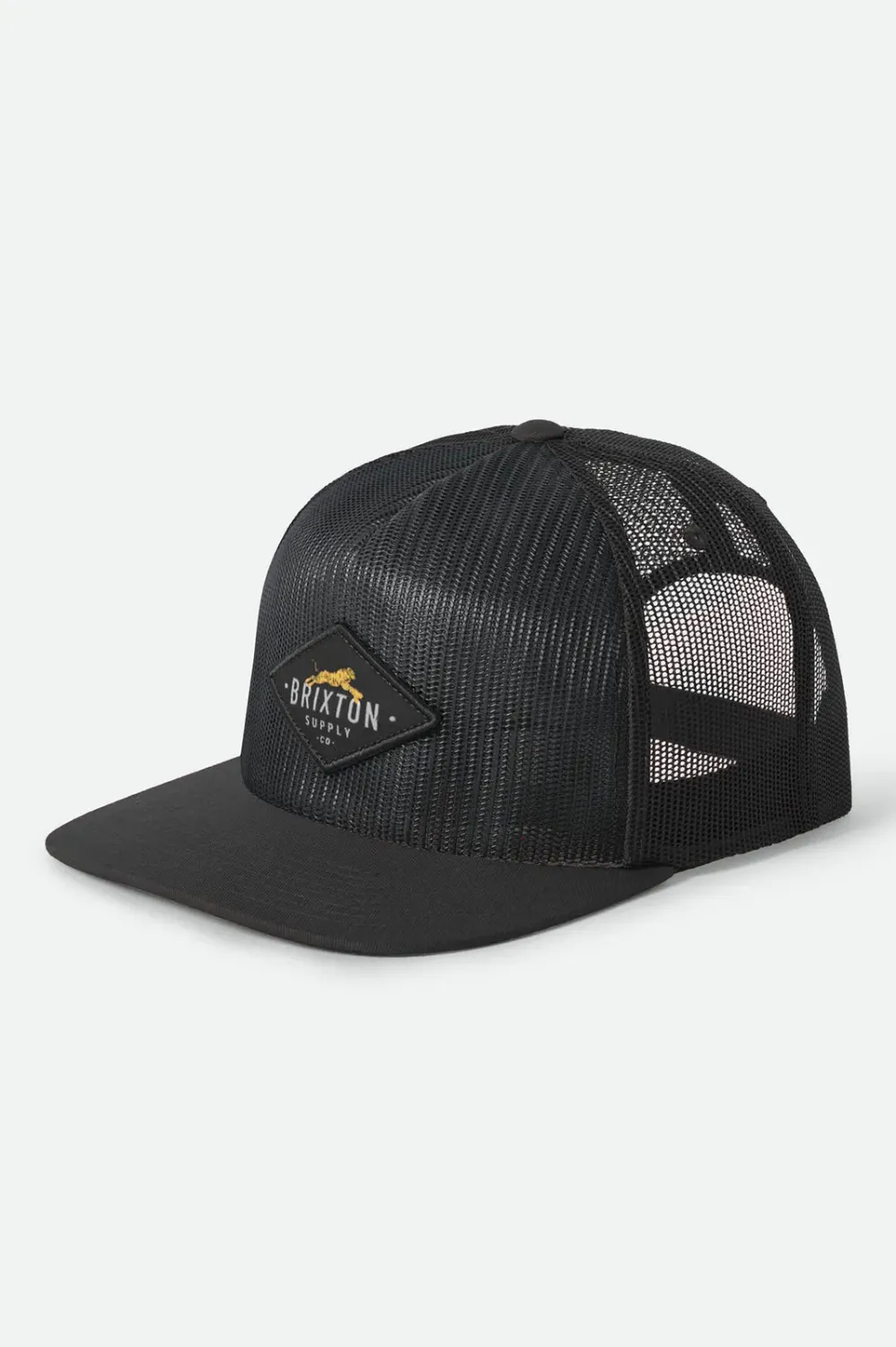Brixton Leaper All Mesh Trucker Hat, Color: Black/Black