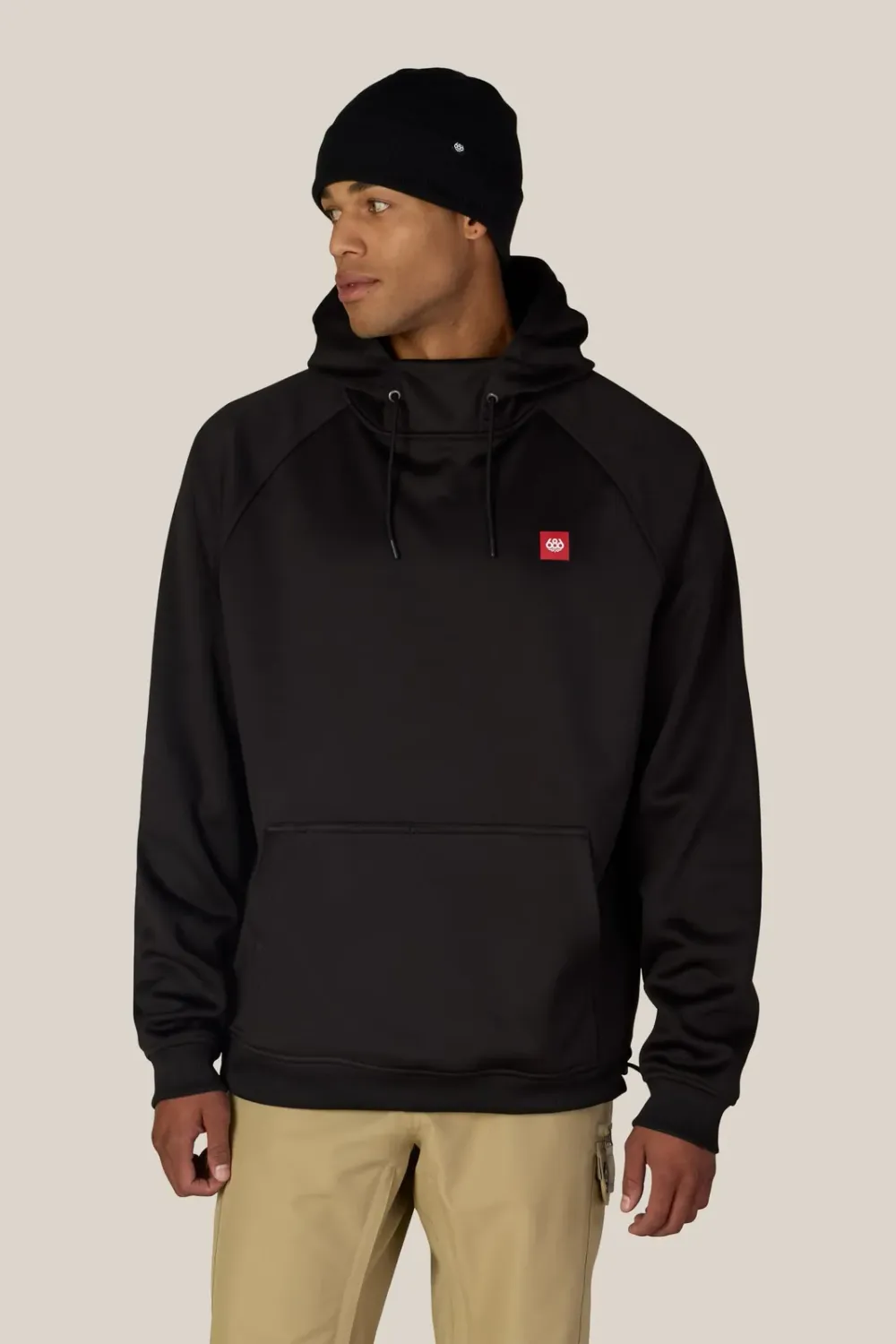 686 Men's Bonded Fleece Pullover Hoody, Color: Black Red, Size: S
