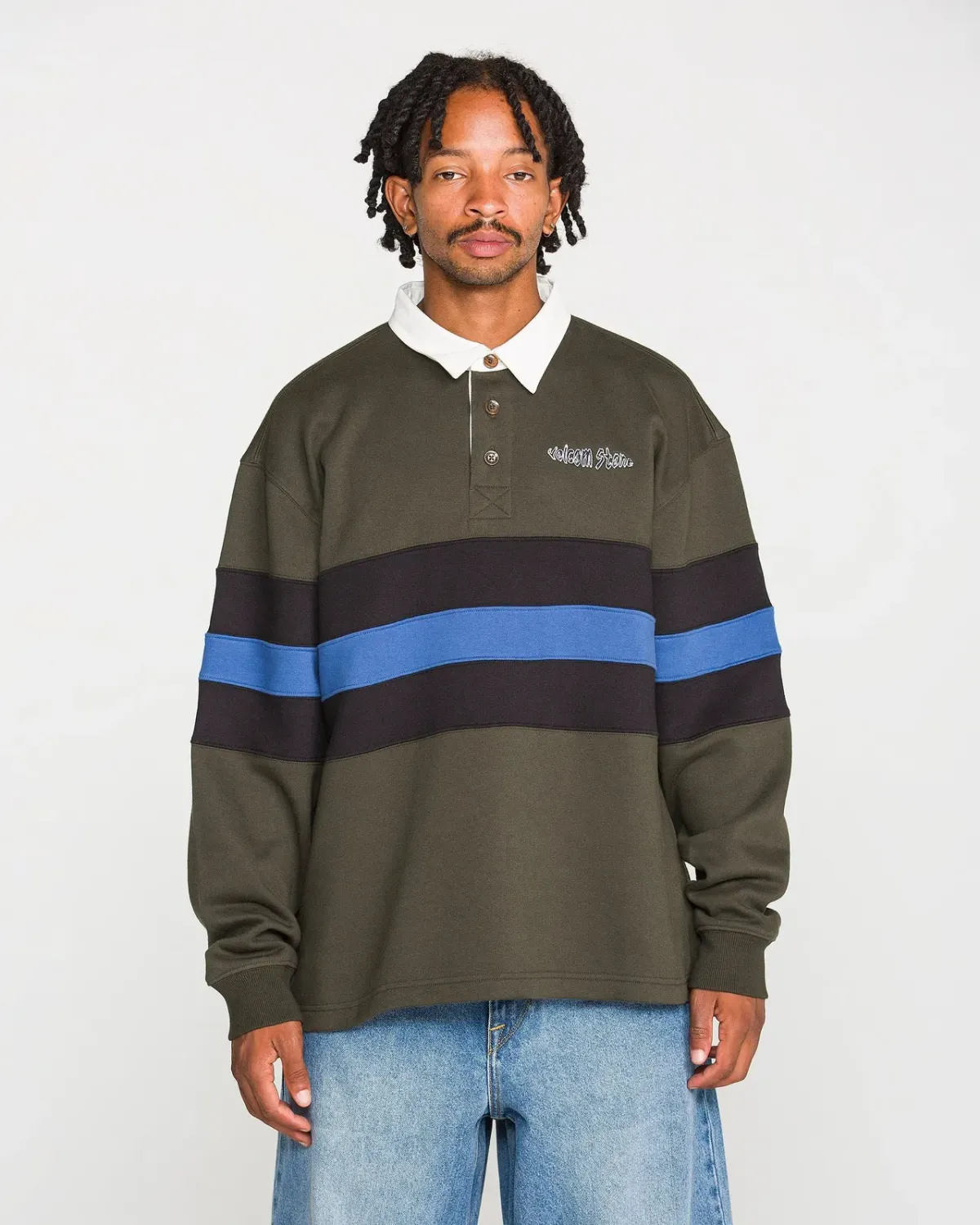Volcom Men's Scratch Stone Fleece Polo, Color: Rinsed Black, Size: S