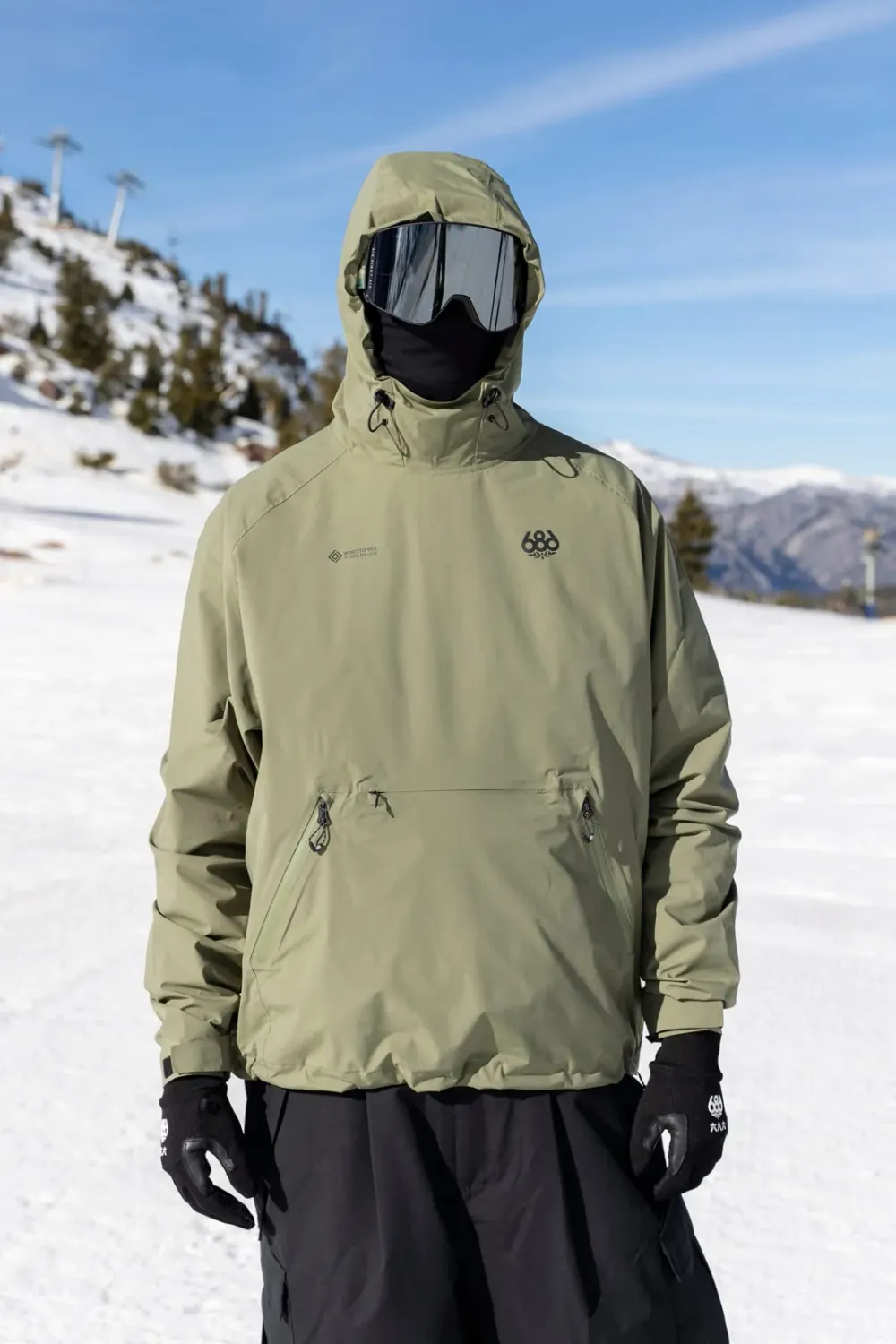 686 Men's WINDSTOPPER Pullover Hoody, Color: Fatigue Green, Size: M
