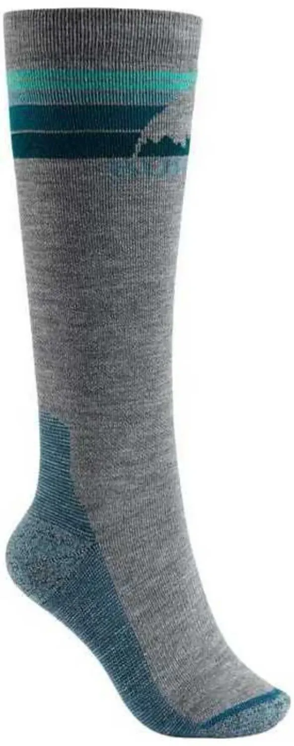 Burton Women's Emblem Midweight Socks in Gray Heather, front view