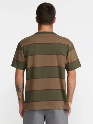 RVCA Men's Dayshift Stripe Short Sleeve Tee in Fatigue, alternate view 1