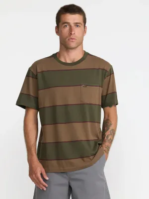 RVCA Men's Dayshift Stripe Short Sleeve Tee in Fatigue, main view