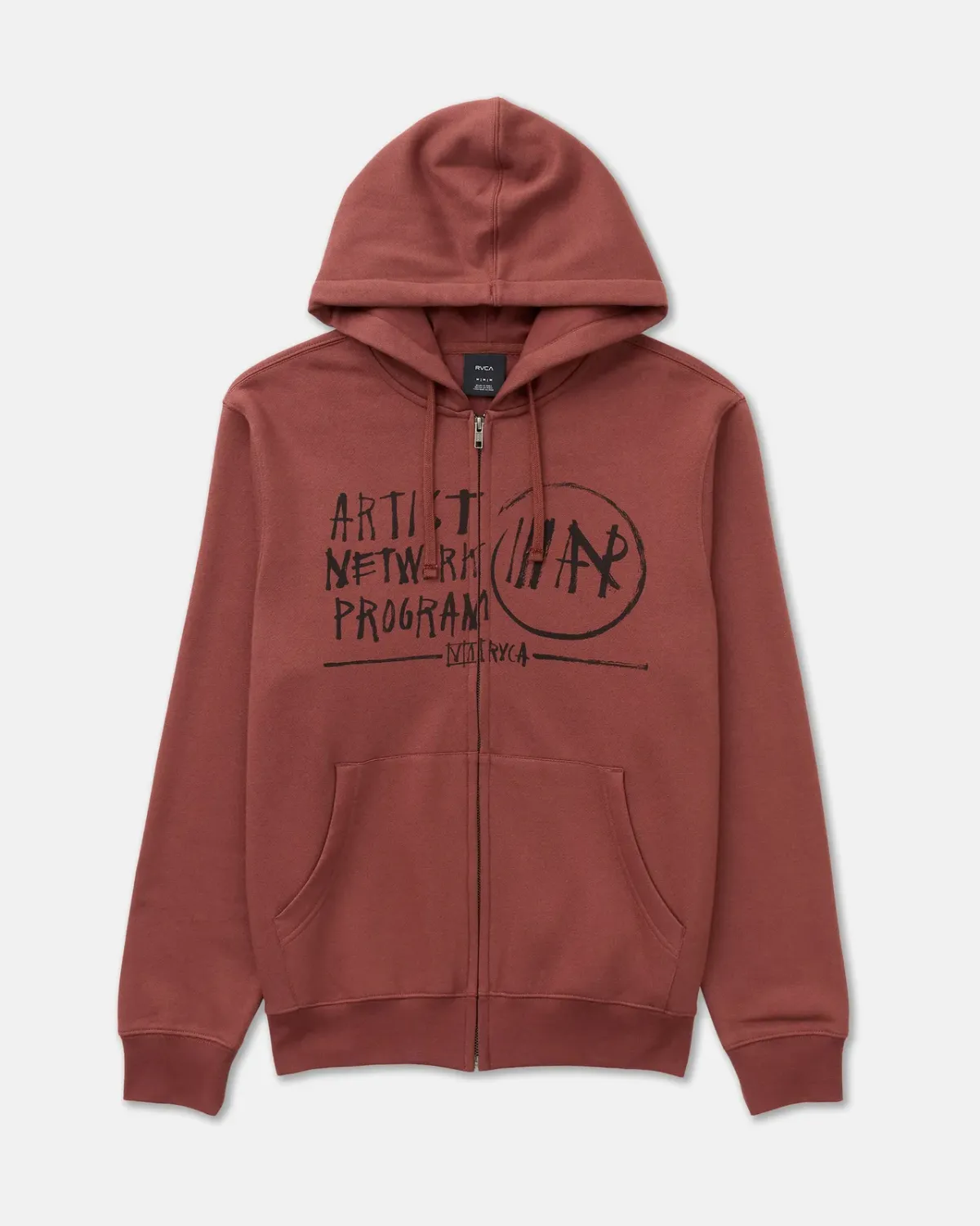 RVCA Men's Horton ANP Full Zip Hoodie, Color: Red Earth, Size: L