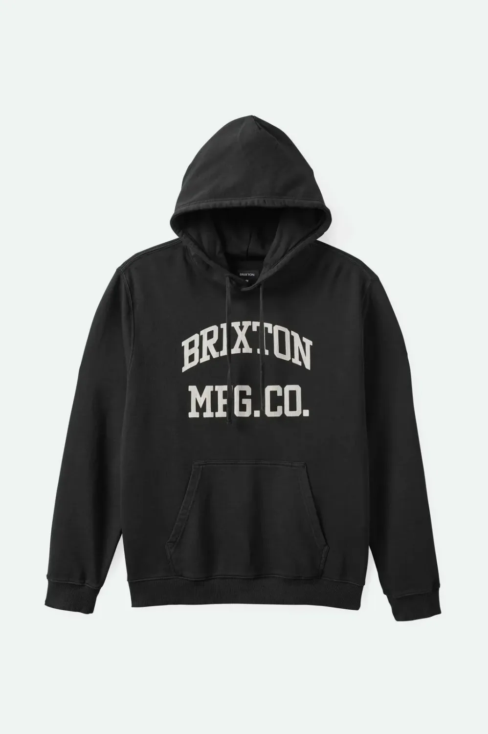 Brixton Men's Varsity Broken In Hoodie, Color: Black Worn Wash, Size: S