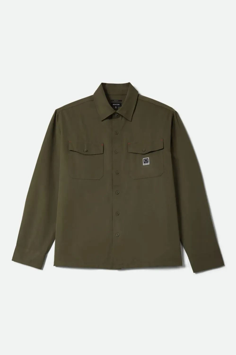 Brixton Men's Journey Lightweight Long Sleeve Shirt, Color: Dark Olive, Size: M