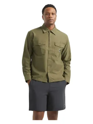 Brixton Men's Journey Lightweight Long Sleeve Shirt in Dark Olive, alternate view 1