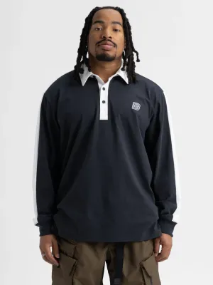 Burton Men's Rugby Shirt in True Black/Stout White, main view