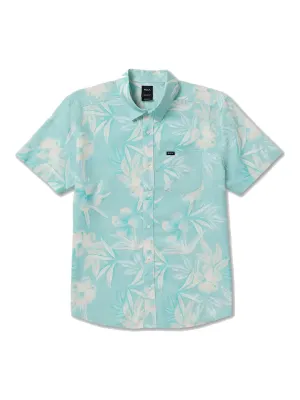 RVCA Men's Botanical Short Sleeve Shirt in Blue Haze, main view
