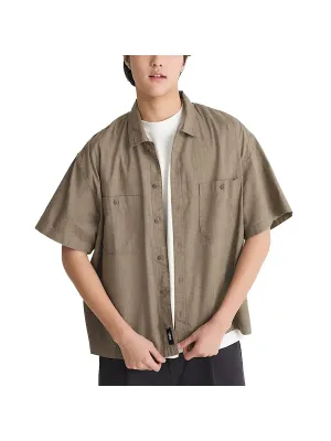 Vans Men's Larkspur Textured Solid Short Sleeve Shirt in Bungee, main view