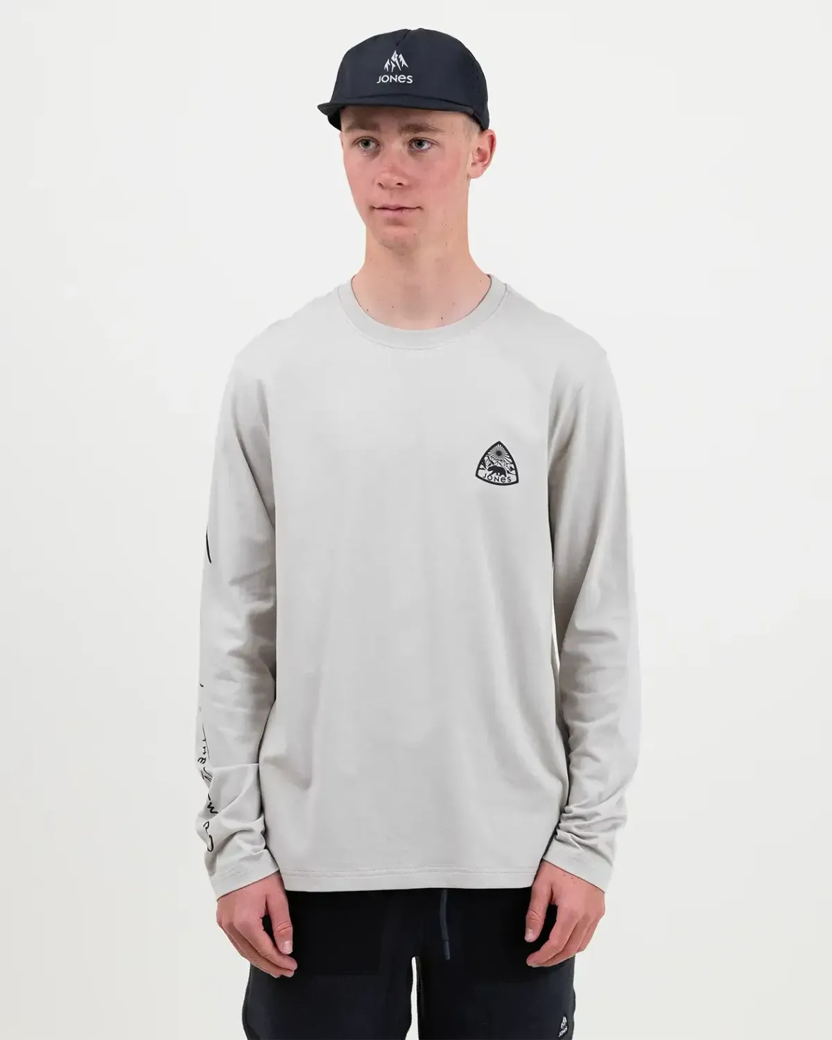 Jones Graphic Organic Cotton Long Sleeve Tee, Color: Smoke Grey, Size: XL