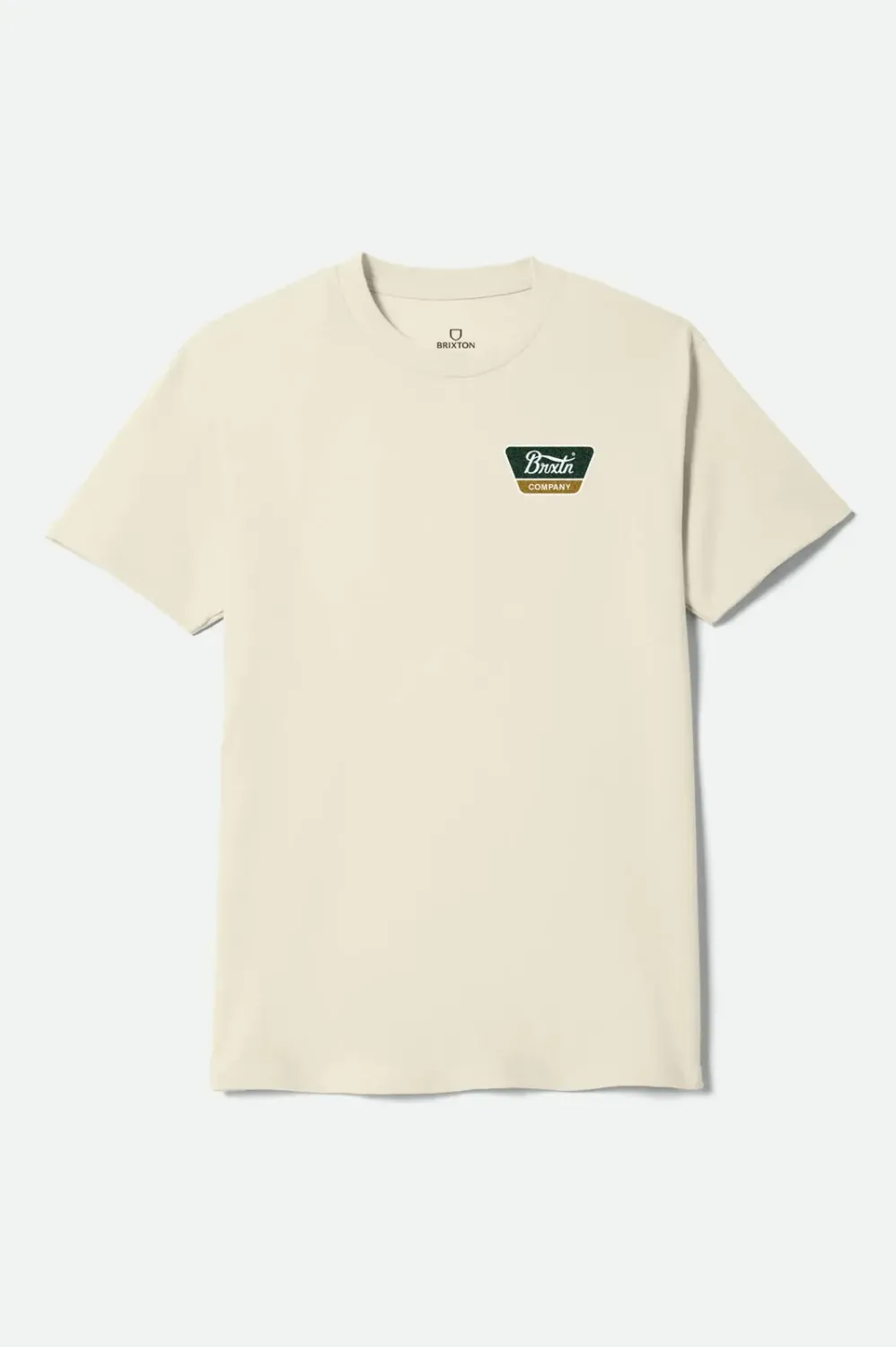 Brixton Men's Linwood Short Sleeve Standard Tee, Color: Cream/Dark Green/Metal Bronze, Size: M