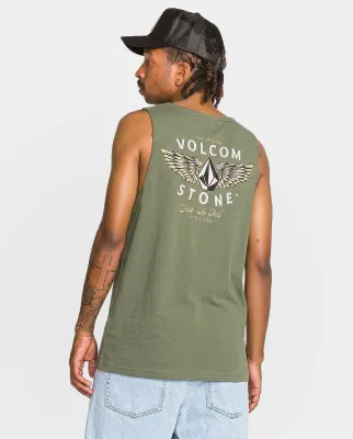 Volcom Men's Hi Flyer Sleeveless Tank in Green, alternate view 1
