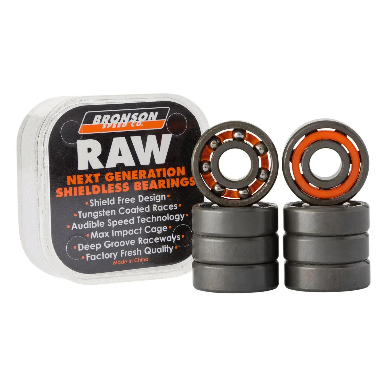 Bronson Raw Skateboard Bearings in Default, front view