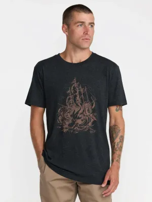 RVCA Men's High Seas Short Sleeve Tee in Pirate Black, main view