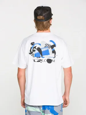 Volcom Men's Featured Artist Antonio Carrau Head Check Short Sleeve Tee in White, alternate view 1