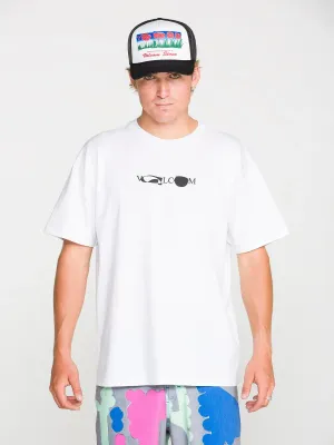 Volcom Men's Featured Artist Antonio Carrau Head Check Short Sleeve Tee in White, main view