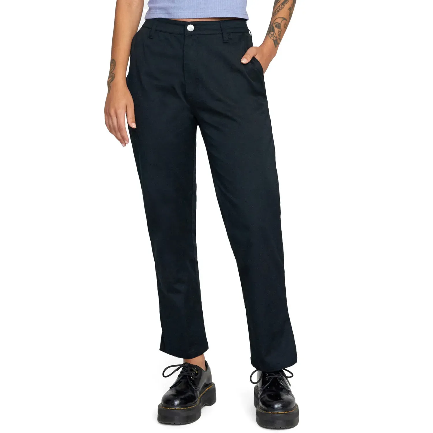 RVCA Women's Weekend Stretch Pant in True Black, front view