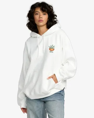 RVCA Women's Baggie Boyfriend Pullover Hoodie in Vintage White, front view