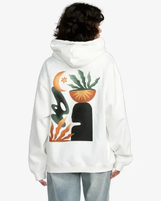RVCA Women's Baggie Boyfriend Pullover Hoodie in Vintage White, alternate view 1