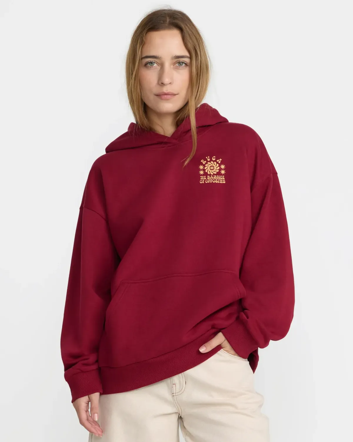 RVCA Women's Iris Oversized Hoodie, Color: Brick, Size: XS