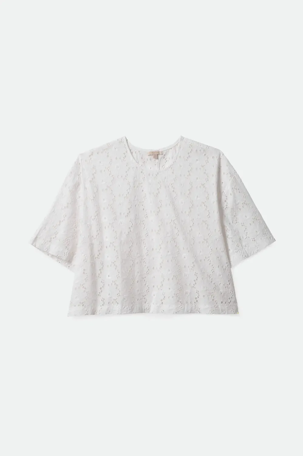 Brixton Women's Amalfi Eyelet Short Sleeve Woven Top, Color: White, Size: S