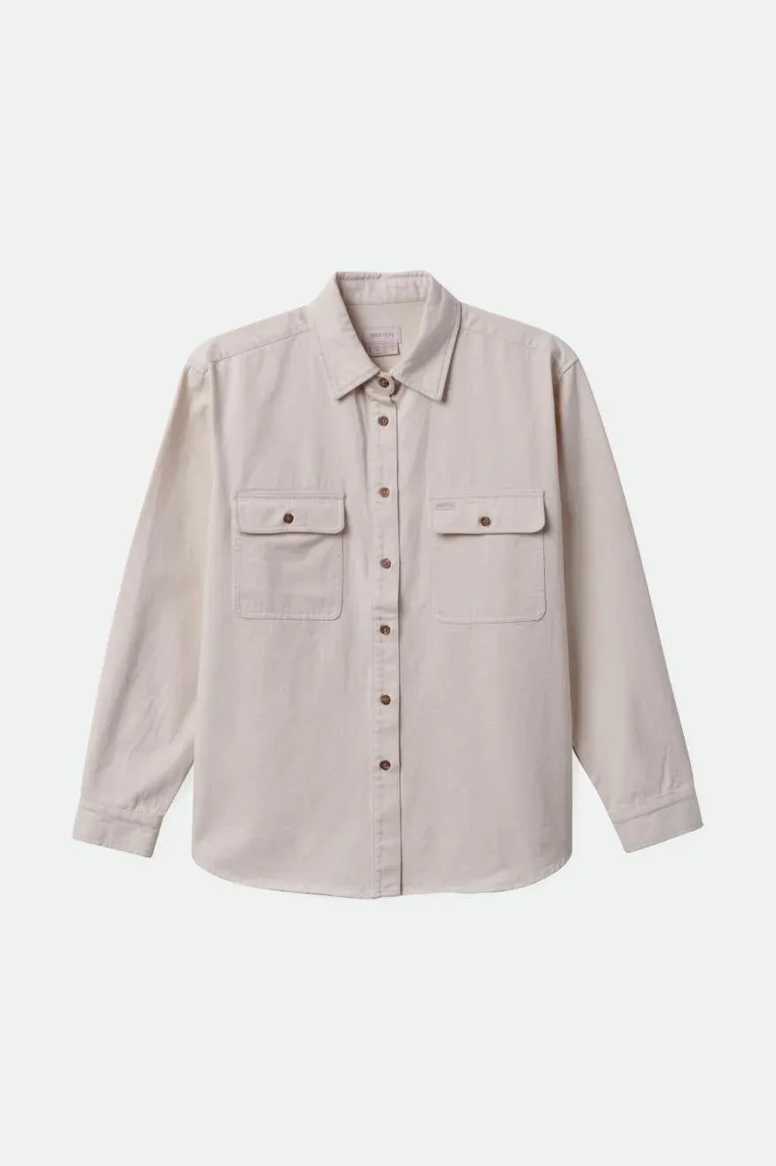 Brixton Women's Bowery Boyfriend Overshirt, Color: Natural, Size: S