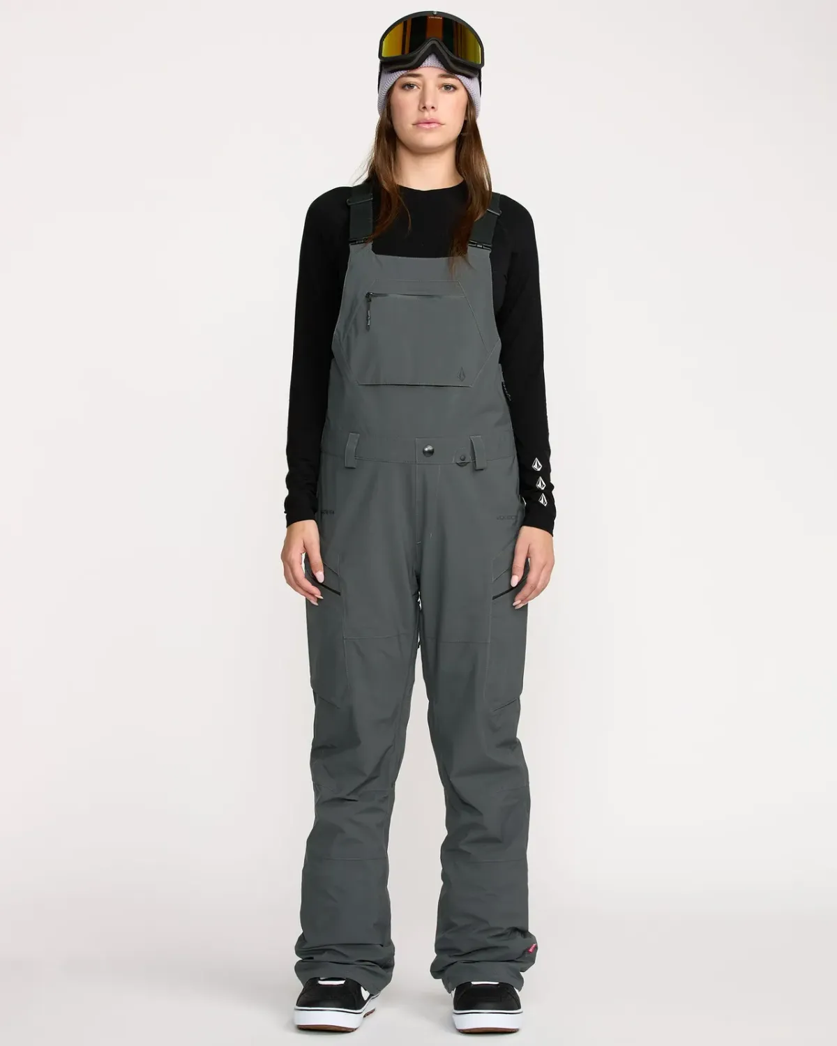 Volcom Women's Ash Stretch Gore Bib, Color: Dark Grey, Size: XS
