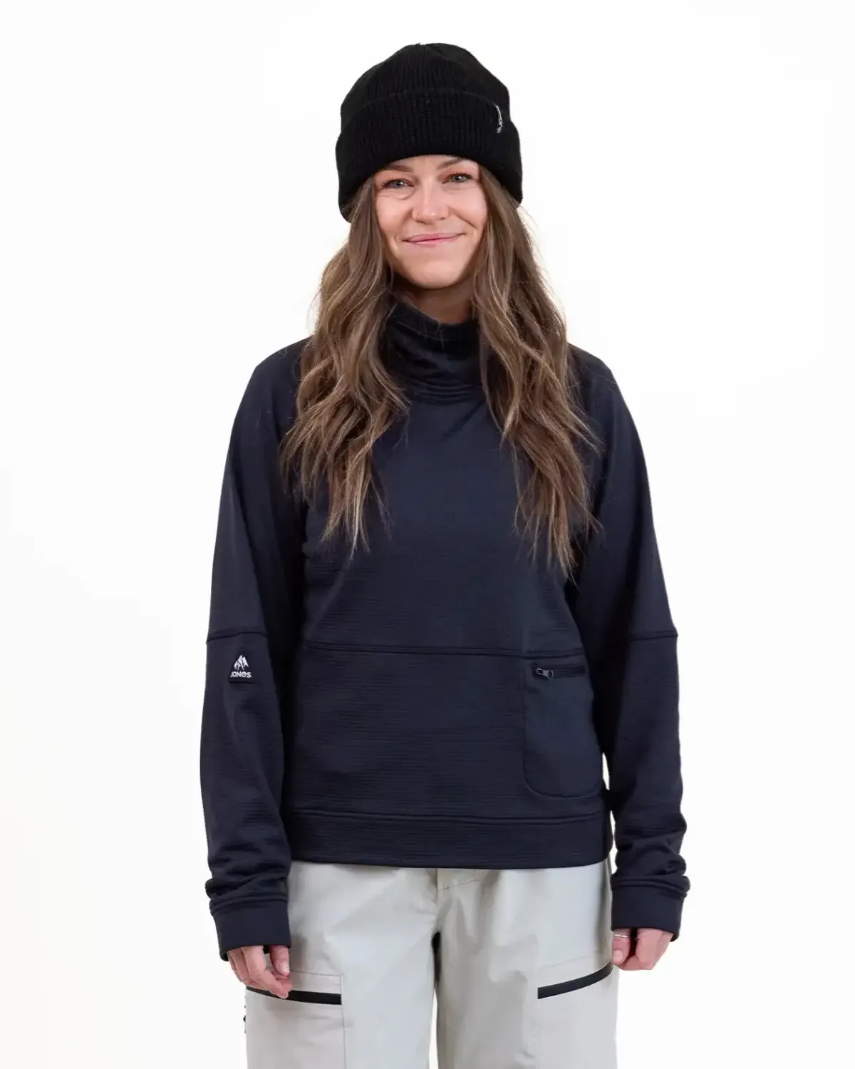 Jones Women's Flagship Recycled Grid Fleece, Color: Stealth Black, Size: M