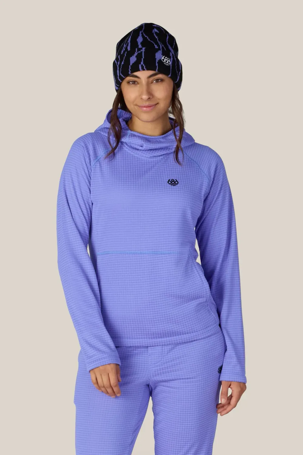 686 Women's Mission Grid Hoody, Color: Alpenglow Blue, Size: XS