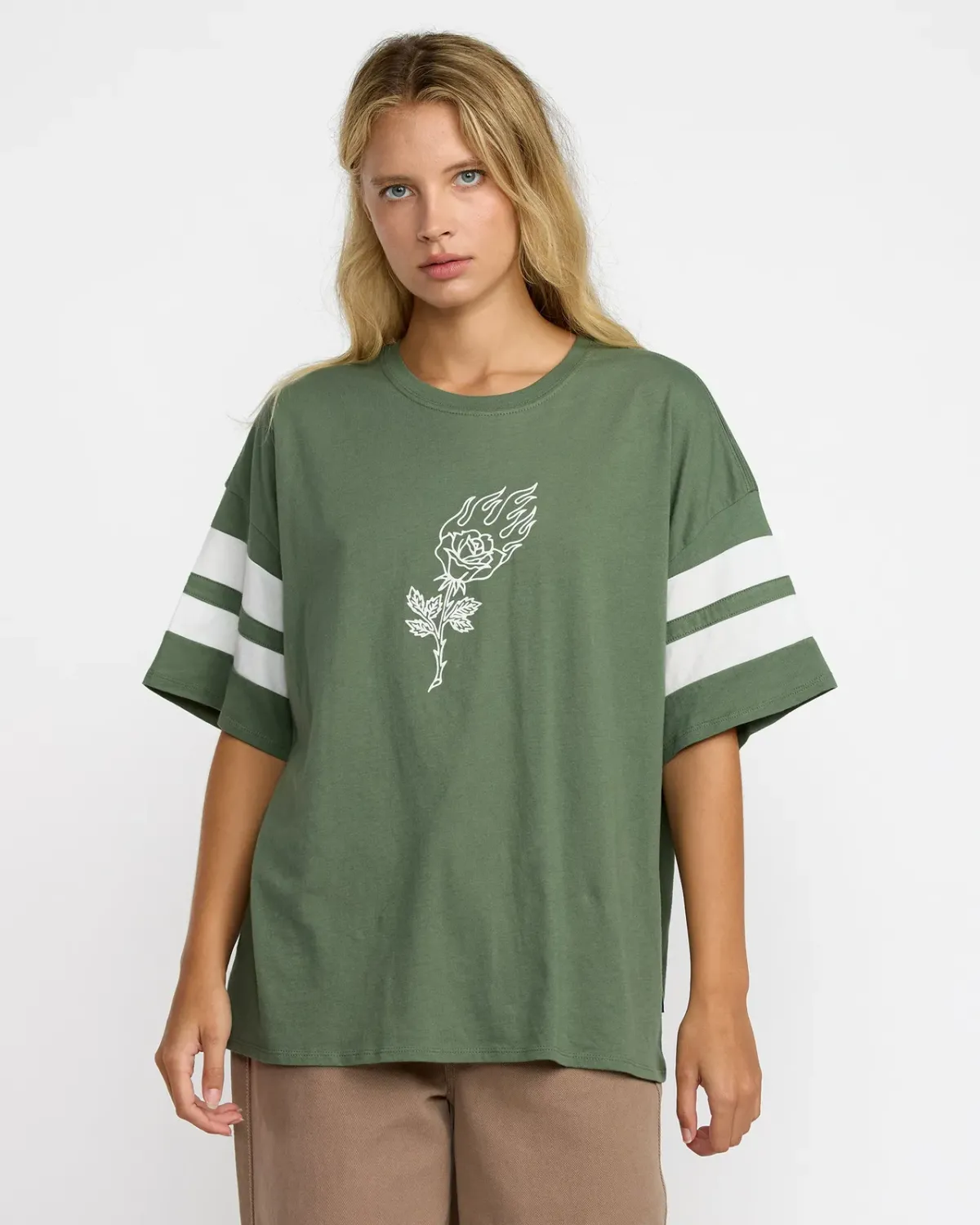 RVCA Women's KSL Baggie Tee, Color: Fir Green, Size: M
