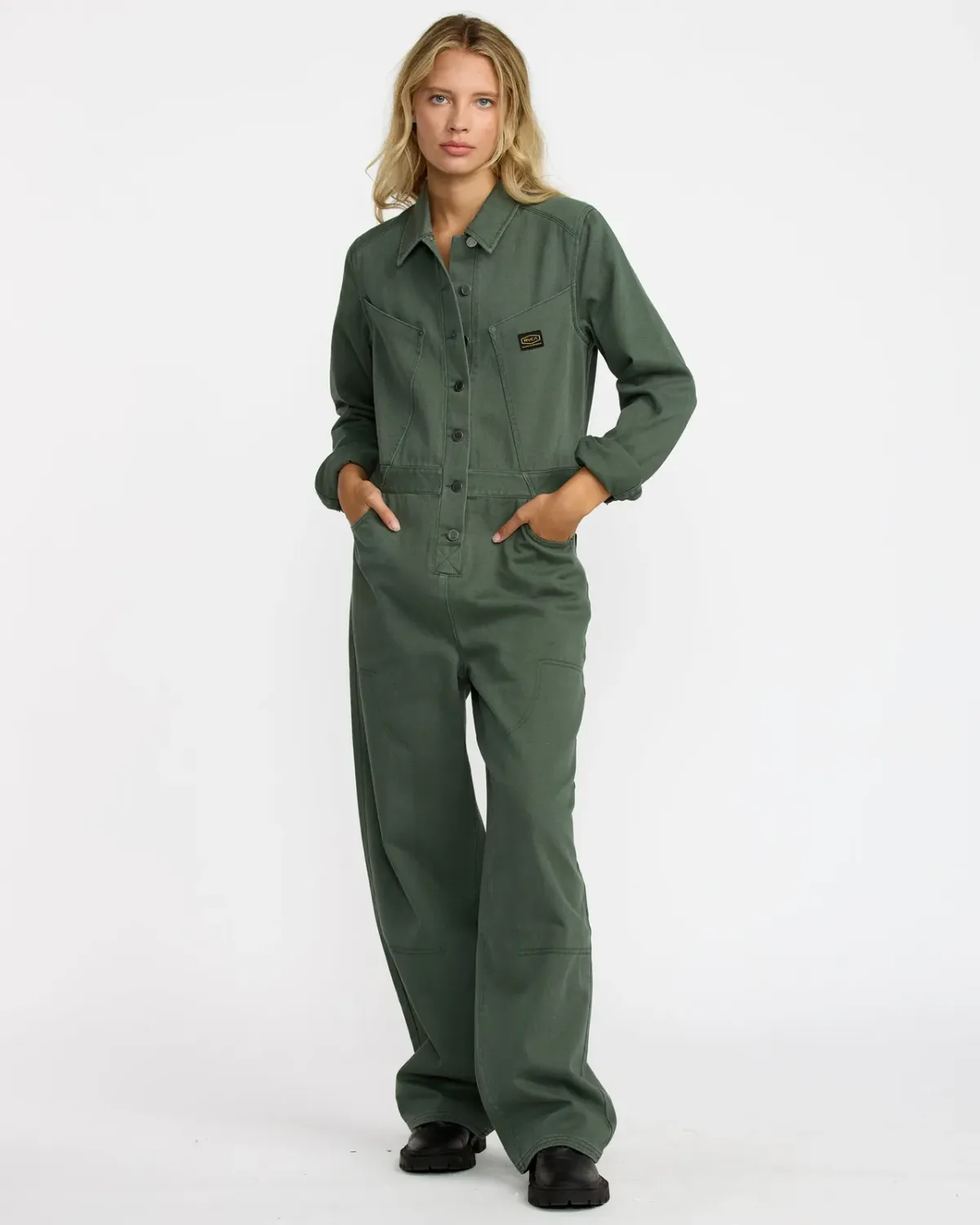 RVCA Women's Dayshift Boiler Suit, Color: Fir Green, Size: S