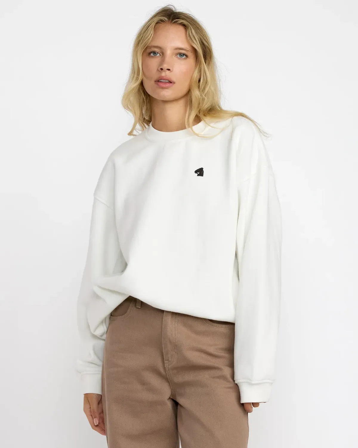 RVCA Women's Spanky Loteria Fleece Crew, Color: Vintage White, Size: S