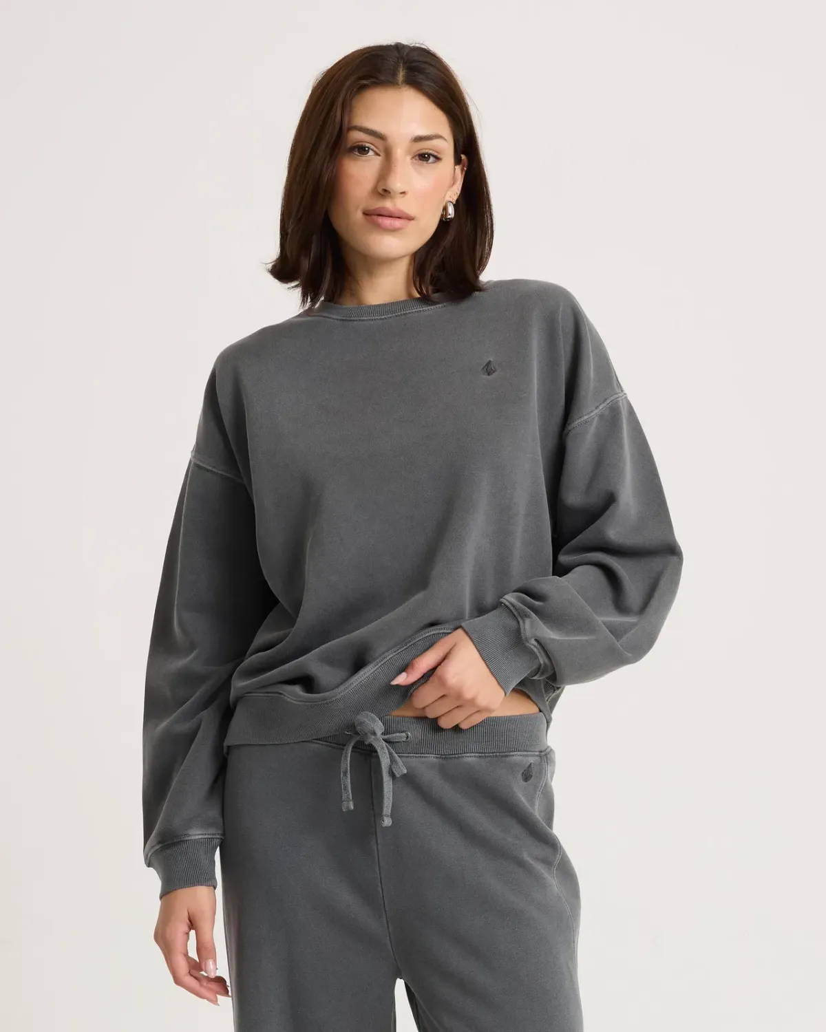 Volcom Women's Stone Soft Crew Sweatshirt, Color: Vintage Black, Size: XS