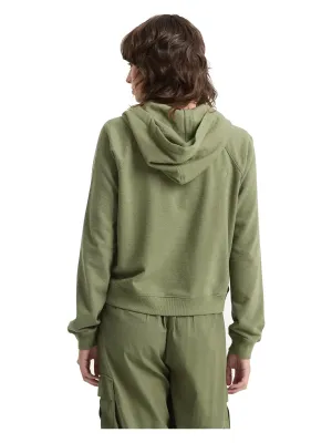 Volcom Women's Lived In Fleece Zip Hoodie in Moss Stone, alternate view 1