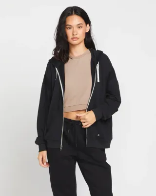 Volcom Women's Lil Frenchie Hoodie in Black, front view