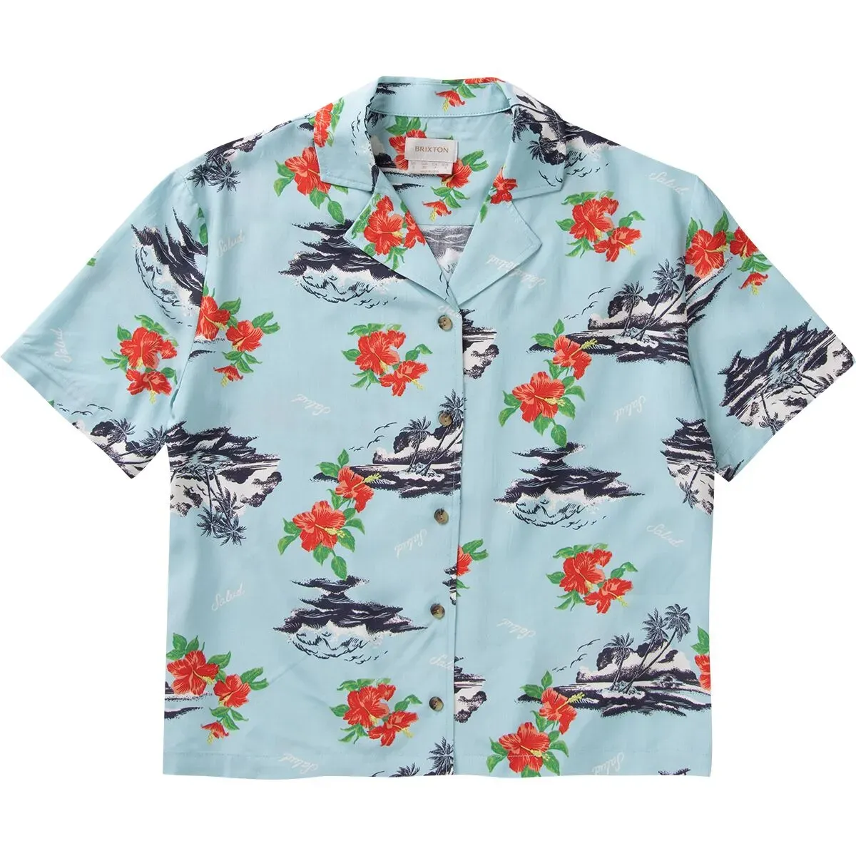 Brixton Women's Bunker Paradise Short Sleeve Shirt in Canal Blue, front view