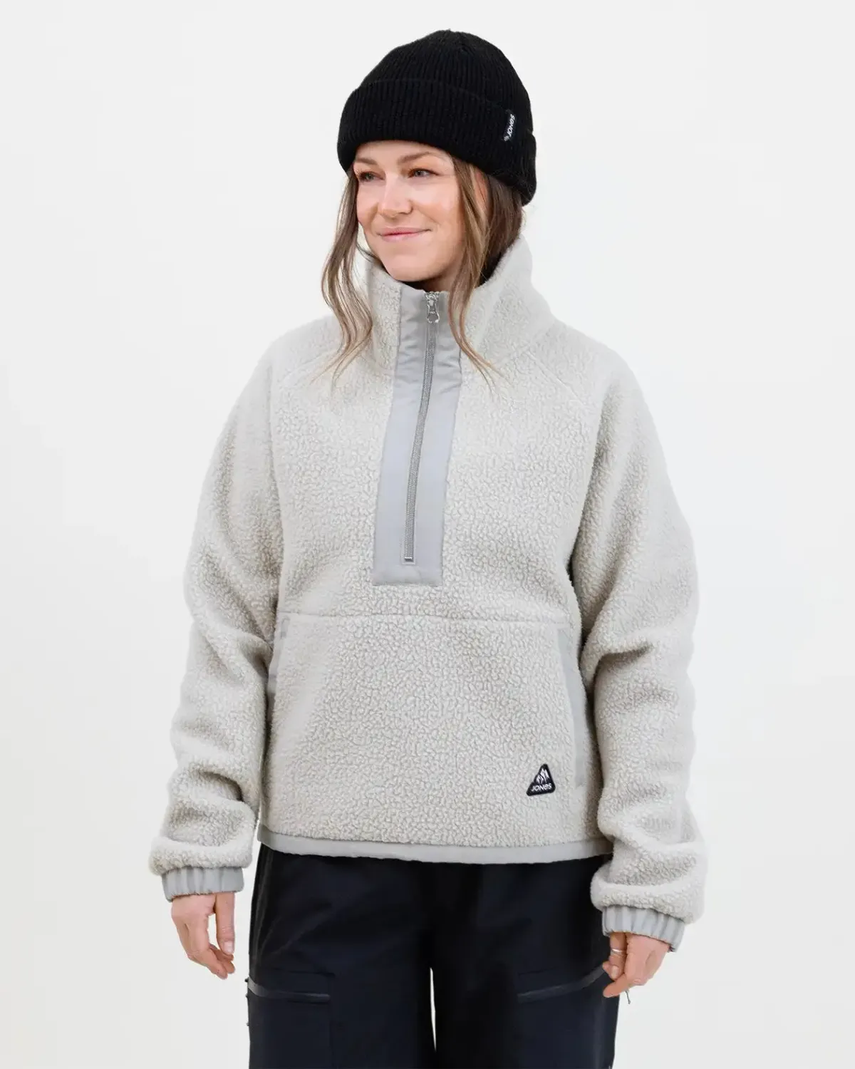Jones Women's Campfire Recycled Sherpa Fleece Pullover, Color: Smoke Grey, Size: L