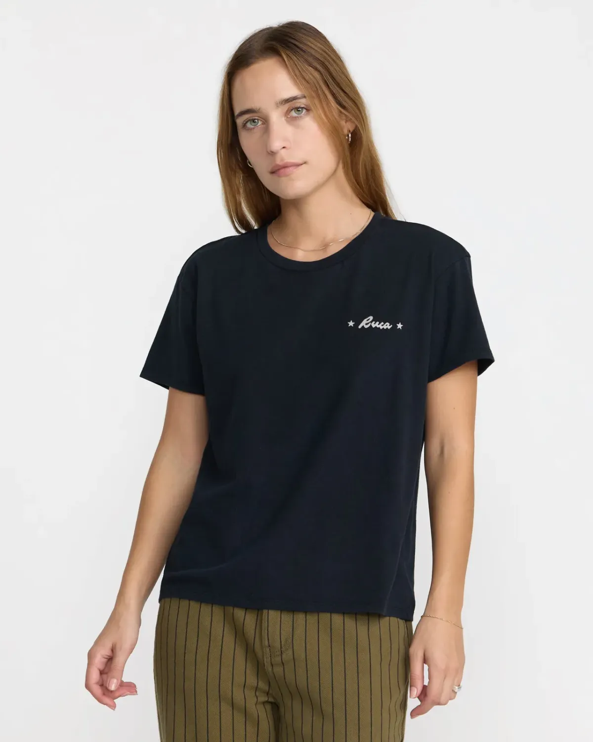 RVCA Women's Roughstock Relaxed Tee, Color: RVCA Black, Size: XS