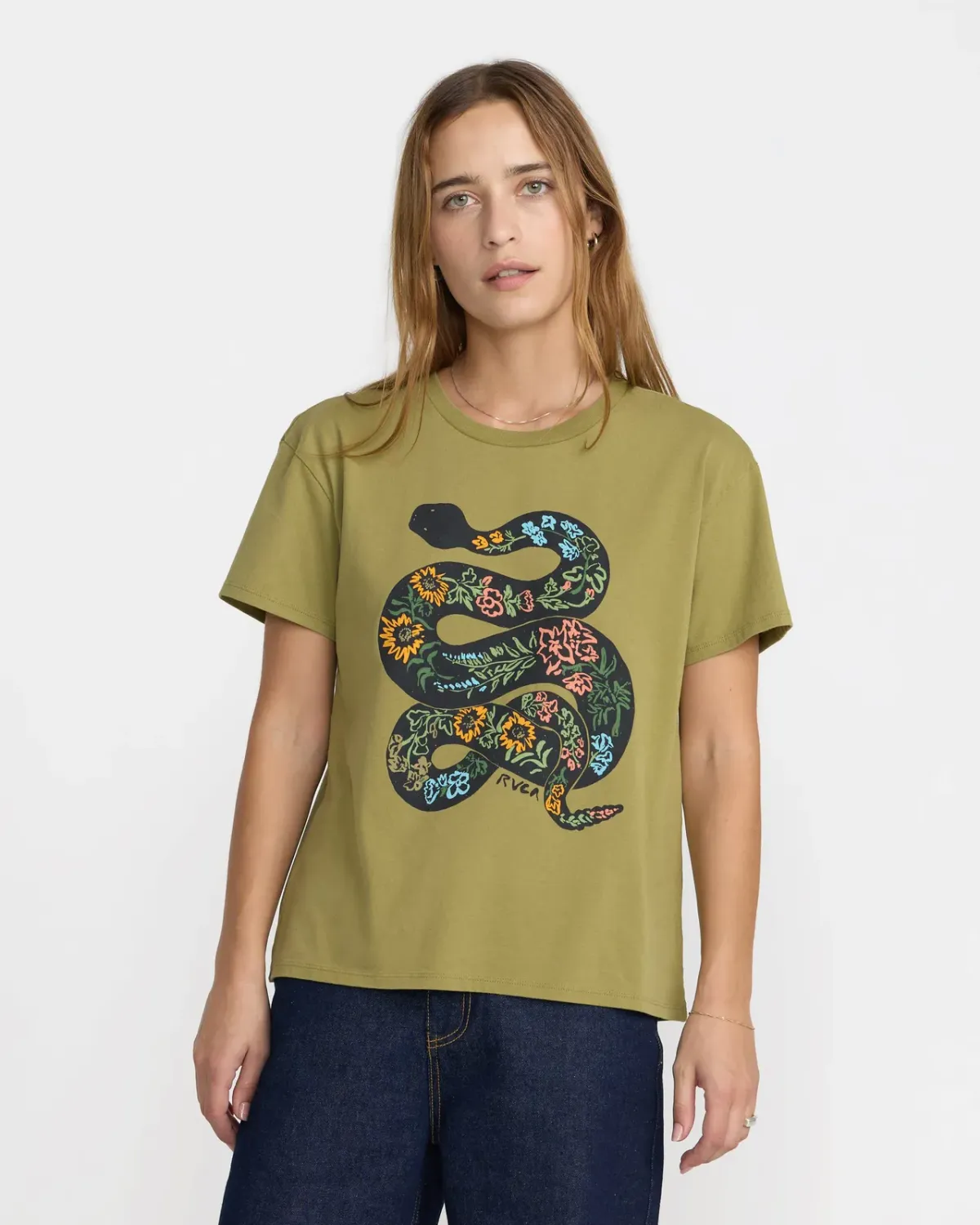 RVCA Women's Twine Relaxed Tee, Color: Old Sage, Size: XS