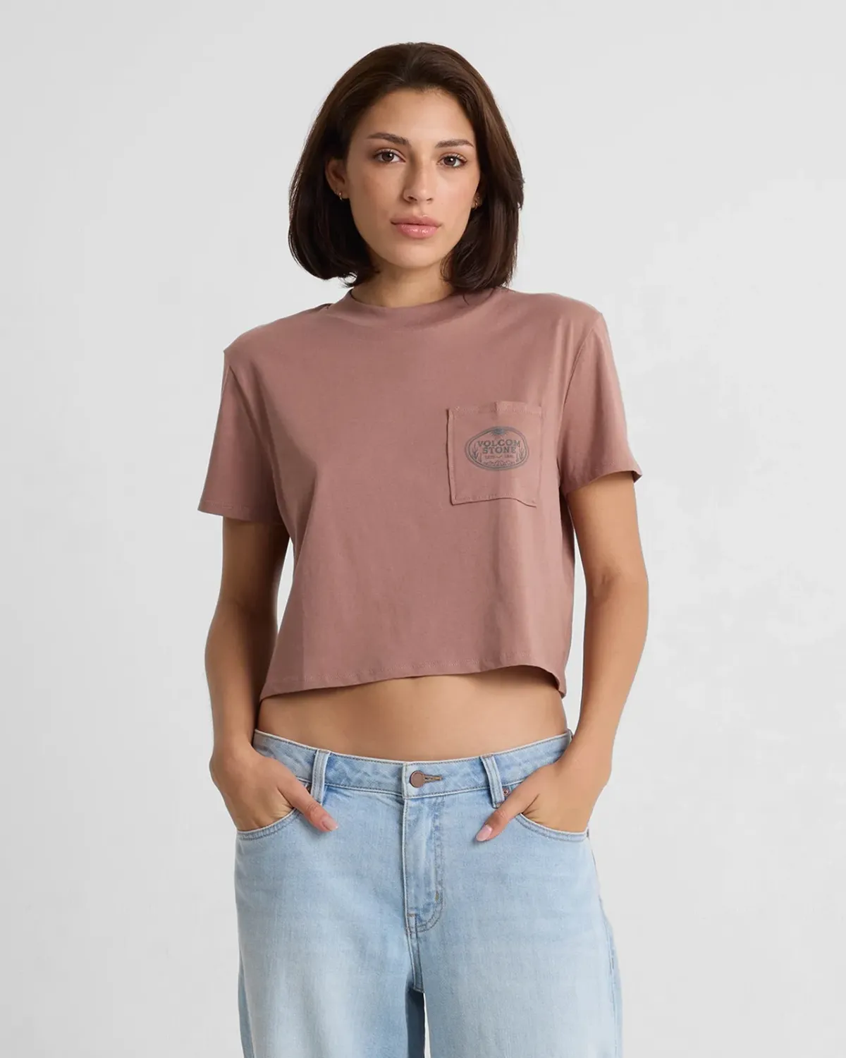 Volcom Women's Pocket Dial Tee, Color: Desert Taupe, Size: XS