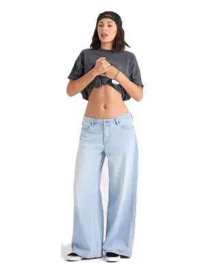 Volcom Women's Stoned Boyfriend Lowrise Jeans in Whtlblue, main view